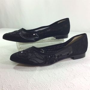Brunella Black Floral Lace/Sequins Flats